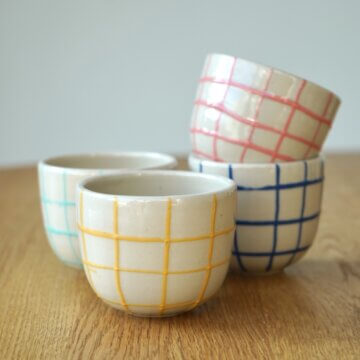 set of four espresso cups checks