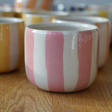 cup with stripes pink